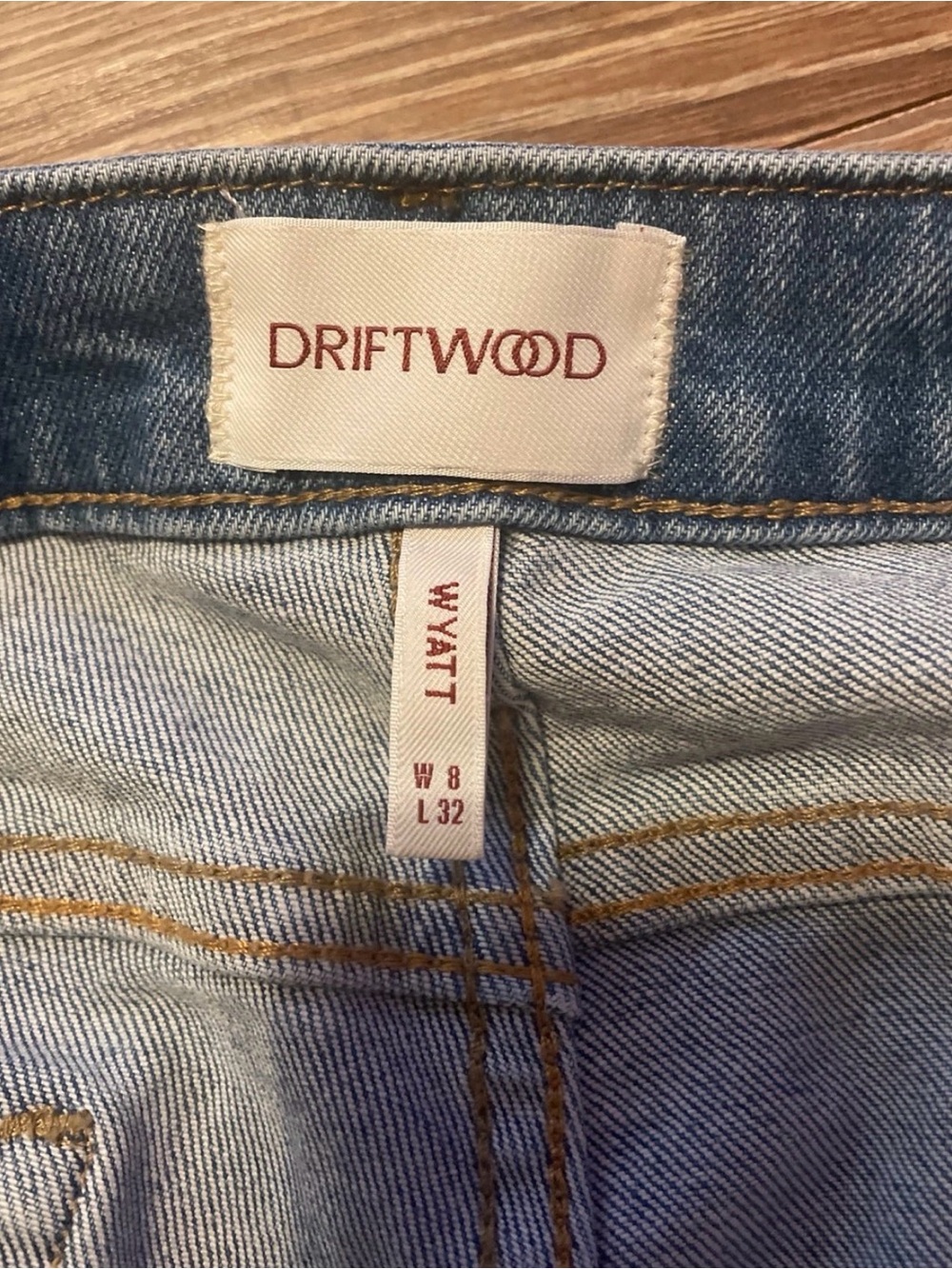 DRIFTWOOD Embroidered Flare Jeans - Blue with Pink & Yellow Flowers - Picture 3 of 4